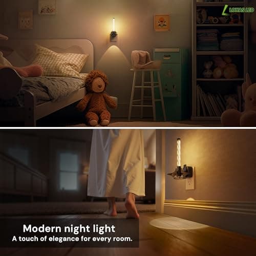 L LOHAS LED Night Lights Plug into Wall, Dusk to Dawn Sensor Nightlight, 0-100LM Brightness Adjustable, 3000K Soft White, Rocket Night Light with Black Rocket Base for Bedroom Bathroom Hallway Decor view 6