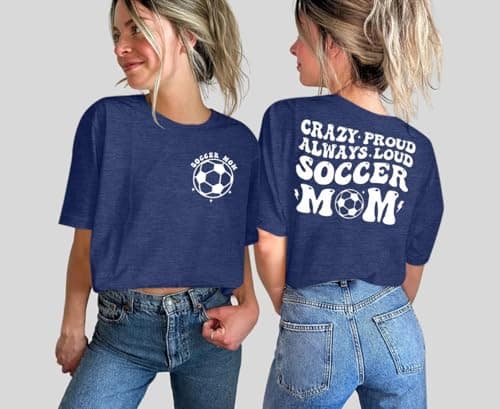 Soccer Mom Shirts Women Game Day Football Mom T-Shirt Soccer Letter Printed Tees Funny Mama Life Short Sleeve Tops view 5