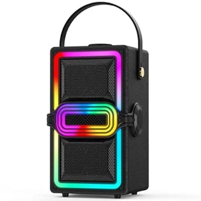 TAMPROAD Bluetooth Speaker, 120W Peak Power Wireless Speakers Boombox with Deep Bass, Portable Loud Stereo Sound Subwoofer with LED Light Show for Party, Outdoor, Camping (Black)