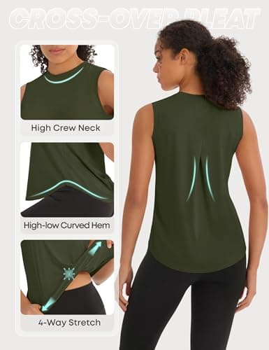 3 Pack Workout Tops for Women Athletic Running Yoga Tank Tops view 5