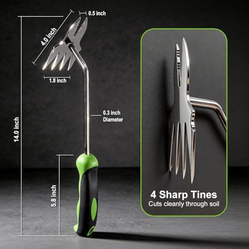 Garden Tools, 2-in-1 Hand Weeder Puller, Heavy Duty Stainless Steel Gardening Hand Tool for Deep Root Removal, Ergonomic Non-Slip Weed Remover for Lawn Yard Garden, 1 Pack view 4