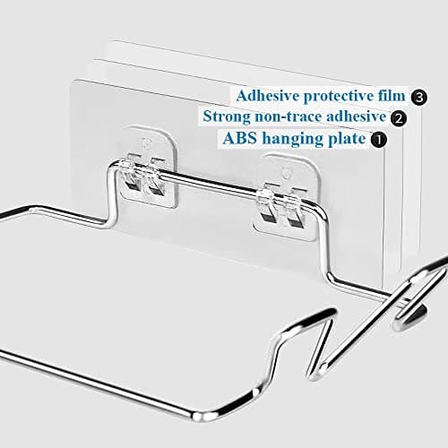 Trash Bag Holder for Cabinet Doors & Cupboards, Wall Mount Garbage Bag Holder with Adhesive Base Sticker Stainless Steel Under Sink Bag Holder Plastic Bag Holder for Kitchen Trash Can Bag Holder view 3
