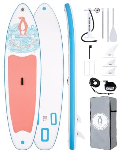 Tuxedo Sailor 10'6"×33"×6" Inflatable Stand Up Paddle Board with SUP Accessories, Anti-Slip EVA Deck and Large Fin, Paddle Boards for Adults & Youth of All Skill Levels