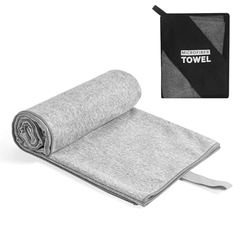 KISS QUEEN Microfiber Camping Towel,Quick Dry Large Towels for Beach Travel Body Swimming Pool Hot Yoga Mat Hiking Gym(Grey, 31.5X70 Inch) — image 1