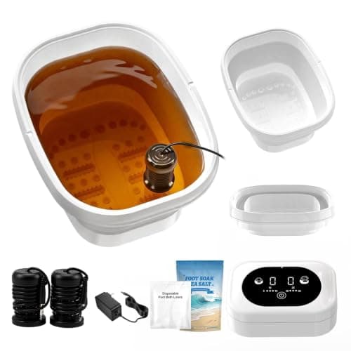 Ionic Foot Bath Detox Machine,Foot Detox Foot Bath Soak Tub with 2 Arrays,80 Disposable Foot Spa Liners,Detox Sea Salt,Folding Foot Spa Bucket,Home Salon-Level Foot Soaking Tub — image 1