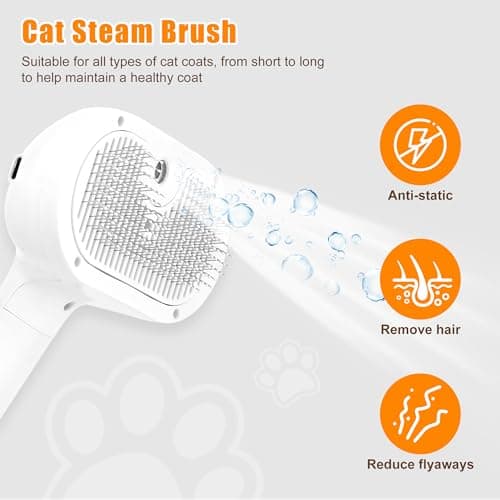 JAWADE 2026 New Upgrade 3-in-1 Pet Steam Brush - Dog Brush for Shedding & Cat Brushes for Indoor Cats - Skin-Friendly, Self-Cleaning Grooming Brush for Dogs & Cats - Hair Removal Tool view 5