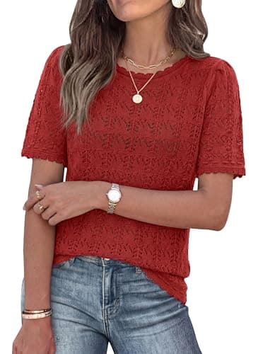 PRETTYGARDEN Women's Short Sleeve Sweater Crochet Summer Tops 2026 Trendy Casual Hollow Out Shirts Beach Vacation Clothes view 1