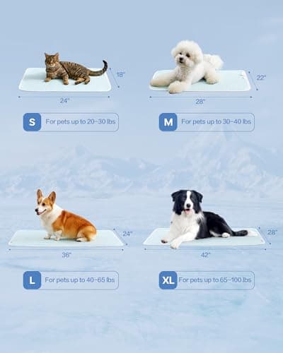 TIMSUNBER Dog Cooling Mat - Instant Cooling Pet Bed for Dogs & Cats, 6-12°F Drop, Non-Toxic & Machine Washable, Anti-Slip Bottom, Cool Mat for Indoor & Travel Use Light Blue 24" x 18" view 6