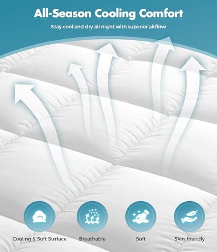 Favulo 2 Inch Mattress Topper, Plush Polyester Fiber Bed Topper for Soft Support & Pain Relief, 4 Elastic Corner Straps, White view 6