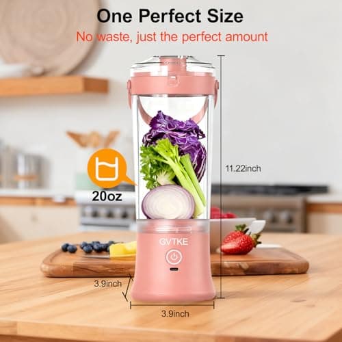GVTKE Portable Blender Dual Mode 18000RPM 20Oz Blending Cup Ice Crushing Smoothie Frozen Fruit Mini Home Gym Travel(Pink) view 2