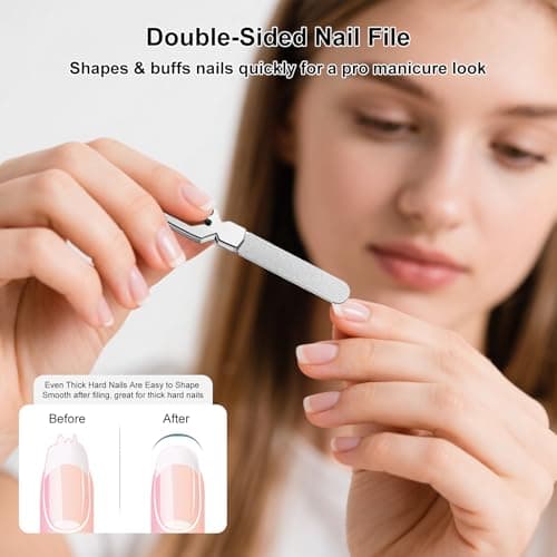 Keychain Metal Nail File for Natural Nails, Stainless Steel Fingernail & Toenail Shaping Tool for Men & Women, Keychain Design Durable & Portable for Home & Travel (Silver) view 5