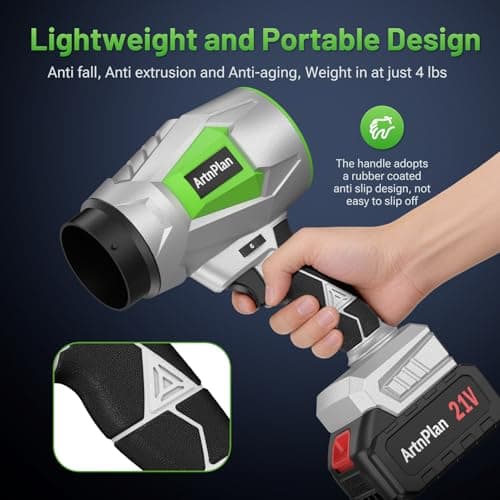 Leaf Blower Cordless - 950,000 RPM with 21V & 4.0Ah Battery and Fast Charger, Handheld Blower Electric for Patio, Lawn, Yard, Snow, Car Cleaning, Lightweight and Portable view 5