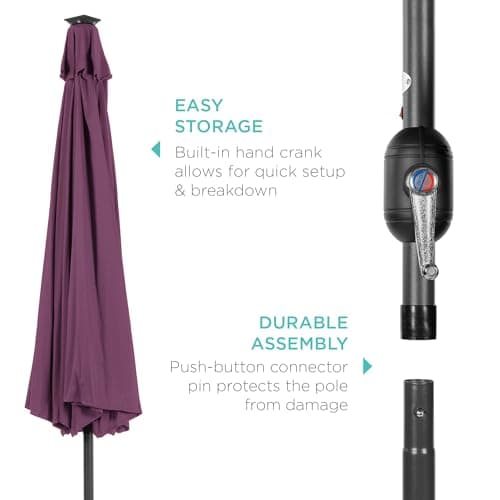 Best Choice Products 10ft Solar Polyester LED Lighted Patio Umbrella w/Tilt Adjustment and UV-Resistant Fabric view 6