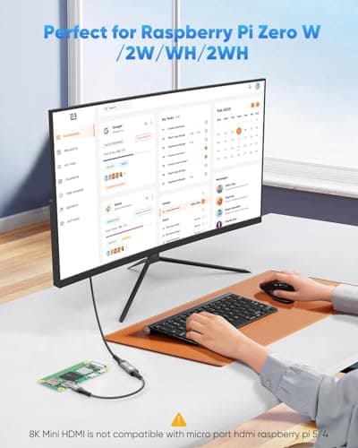 ZeniKon 8K Mini HDMI to HDMI Adapter Male to Female, Mini HDMI Adapter Support 8K@60Hz, 4K@120Hz, 48Gbps, 3D, Dynamic HDR Compatible with Portable Monitor, Tablet, Camera, Laptop, HDTV view 7