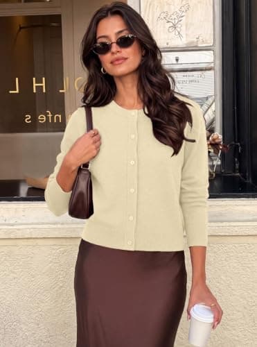 GRECERELLE Women's Wool Blend Business Casual Cardigan Sweater Fall Outfits view 6