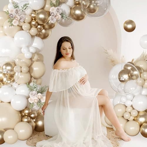 White and Gold Balloon Garland Arch Kit Sand White Balloons view 6