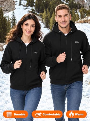 Heated Hoodie for Men Women, 10000mAh Battery Pack Zip Heated Sweatshirt | Heated Pullover Sweater, Fleece Lining, 8 Heating Zones, 3 Heating Levels, Upgraded Hood Heating for Winter Outdoor view 2