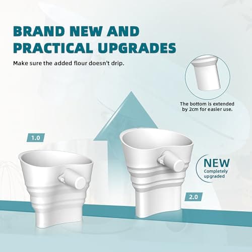 2026 Updated Flour Funnel for Kitchen Aid Mixer, Durable Anti-Splash Mixer Flour Funnel for Tilt-Head 4.5–7 Qt (KSM150), Easy Pour No-Mess Attachment, Dishwasher-Safe Baking Tool (White) view 5