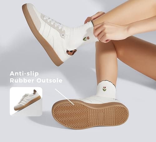 LUCKY STEP Women Classic Retro Gum Sole Fashion Sneakers Casual Tennis Skate Shoe Genuine Leather Walking Footwear Anti Slip Trainers view 6