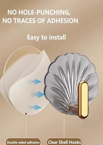 KetterlePPE 8 Pcs Bathroom Hooks, Self Adhesive Towel Hook/Wall Hooks for Office/Kitchen/Porch/Bedroom - Clear Waterproof view 5