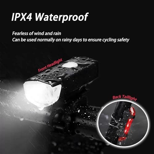 USB Rechargeable Bike Lights Set Bike Lights For Night Riding, 3 Light Modes, Ideal for City Commuting, Mountain Biking, and Outdoor Adventures with Front Headlight and Rear Taillight Bike Accessories view 2