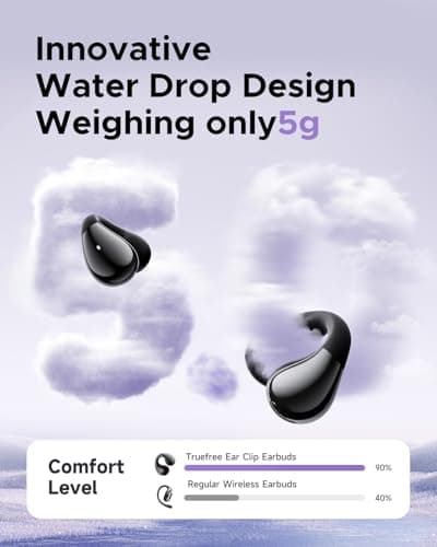 truefree B1 Open-Ear Wireless Earbuds, Bluetooth 5.4 Headphones with Spatial Audio, Ultra-Light Clip-On Fit, 25H Battery, Fast Charging, Multipoint Connection, App Customization, Workouts, Commute view 2