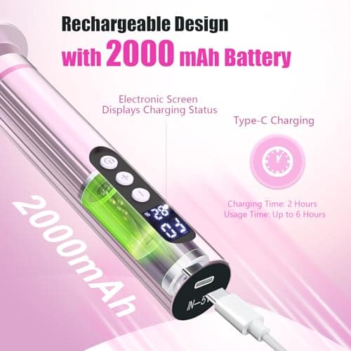 Electric Callus Remover for Feet – 2-in-1 Rechargeable Foot Sander with Sandpaper Discs & Nail Drill Bits, Adjustable Speed, LED Display, Professional Pedicure Tool for Home & Travel view 5