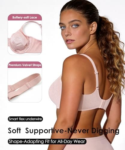Minimizer Bras for Women Full Coverage, Flex Underwire Support Bra for Large Bust, Unlined Comfortable Bra with Soft Wire view 2