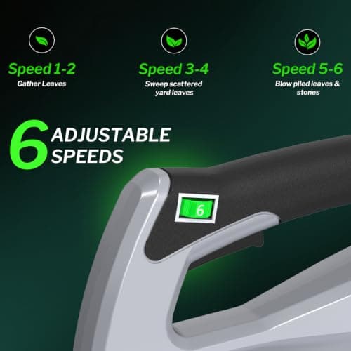 TOLOOCC Leaf Blower Cordless, 735CFM Electric Leaf Blowers with 2 x 4.0Ah Batteries and Charger, 6 Speed Modes,Powerful Snow Blowers for Lawn Care, Patio, Dust, Blowing Leaves view 3