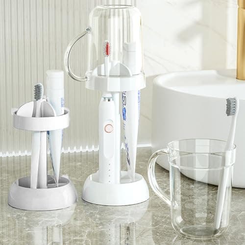 Toothbrush Holders with Cover, Contains 3 Slots, Compatible with Electric Toothbrushes, Electric Toothbrush Holder Kids Toothpaste Holder for Travel Camping Student Dormitories view 2