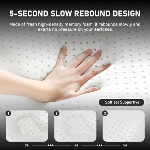 Trrisaun Memory Foam Pillows Standard Size Set of 2, Cooling Pillow for Sleeping with Breathable Mesh and Washable Cover, Bed Pillows for Back, Side & Stomach Sleepers view 6