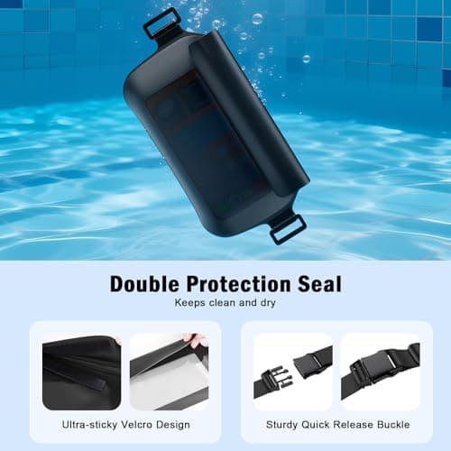 UOEPOWA Waterproof Waist Bag, Passport Wallet Tote, IPX8 Waterproof Rating, Underwater-Use Phone Pouch, TUP Dry Bag, Ideal for Diving, Swimming, Kayaking (2-Pack Set in Black) view 7