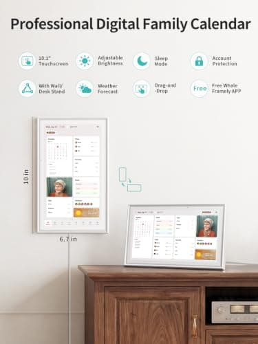 Airzeen 10.1" Digital Wall Calendar, No Subscription Smart Family Planner | Customizable Dashboard, Touch Screen Electronic Calendar, Chore Chart & Reward, Meal Planner, Photo Display, Wall/Desk Mount view 2