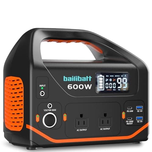 Portable Power Station 600W 293Wh Camping Lithium Battery, Portable Generator for Home Use Emergency Power Station Backup Travel Outdoor 100W PD & 120V Pure Sine Wave AC Outlet