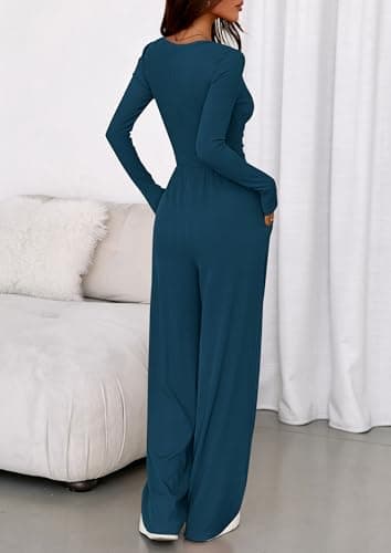 PRETTYGARDEN Jumpsuits for Women Dressy Casual 2026 Fall One Piece Outfits Long Sleeve Wide Leg Pants Romper Fashion Clothing view 4