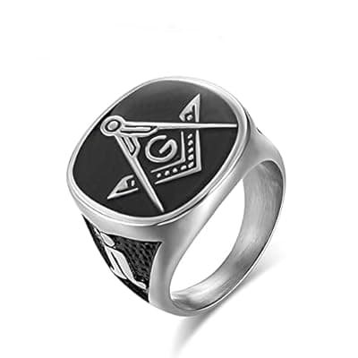 YLWJSP Freemason Gifts Masonic Biker Rings Masonic Master Mason Ring Freemason Signet Style Jewelry Mason Signet Band Jewelry