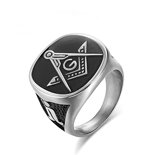YLWJSP Freemason Gifts Masonic Biker Rings Masonic Master Mason Ring Freemason Signet Style Jewelry Mason Signet Band Jewelry — image 1