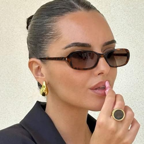 SODQW Rectangle Oval Sunglasses for Women Polarized 90s Vintage Small Sun Glasses Trendy Narrow Ladies Shades UV400 view 2