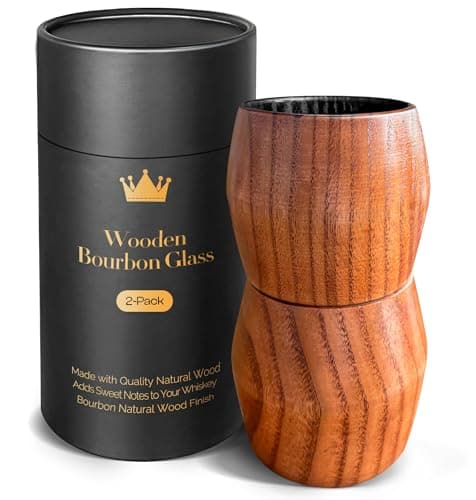 Charred Wooden Bourbon Drinking Glass, Bourbon Gifts for Men – 10 oz Wooden Old Fashioned Glasses Set Whiskey Tumbler | Birthday Whiskey Gifts for Men, Dad or Brother Original Bourbon Tumbler (2 Pack) — image 1