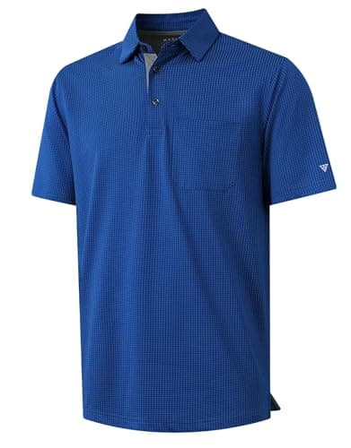 M MAELREG Mens Polo Shirts Short Sleeve Dry Fit Jacquard Performance Moisture Wicking Casual Pocket Golf Shirts for Men — image 1