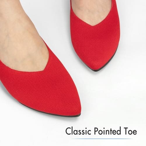 ATHMILE Pointed Toe Flats for Women Dressy Work Shoes Business Casul Knit Ballet Flats Slip on Office Ladies Comforttable Dress view 3