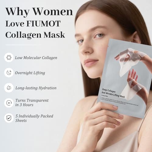 MUQIAN Rosemine Deep Collagen Anti-Wrinkle Lifting Overnight Mask Facial sheet masks with low molecular weight collagen for lifting, firming, and moisturizing 5 Packs view 6