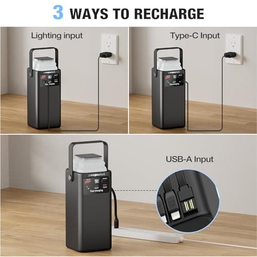 pangootek Portable Power Station 99Wh 27000mAh Portable Charger Power Bank with Camping Light 22.5W Fast Charging QC 3.0 PD Built in Cables Outdoor Generator for Hiking Fishing Travel view 6