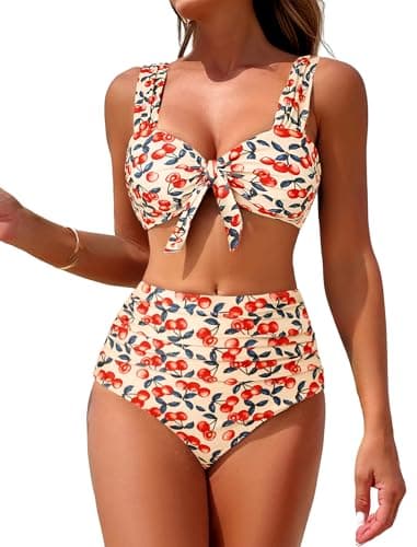 ZAFUL High Waisted Bikini Sets for Women Swim Suits 2026 Tummy Control Ruched Bikini Two Piece Bathing Suit Swimwear — image 1