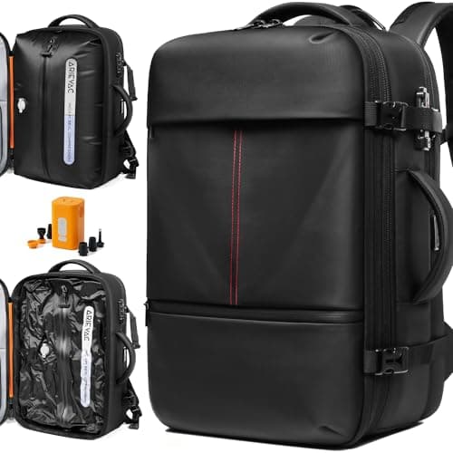 IKYWT Vacuum Seal Backpack Travel with Ultra-Power Pump, 80L Expandable Travel Backpack with Vacuum System w/TSA Lock