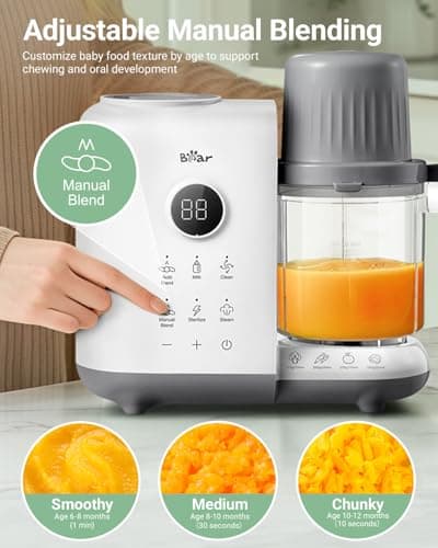 Bear Baby Food Maker Steamer&Blender with Dual-Layer Steam Baskets, 18.5oz view 3
