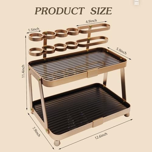 YUPER Bathroom Countertop Organizer, 2-Tier Vanity Organizer With Makeup Brush Holder, Large Countertop Tray for Skincare, Perfume, Cosmetics, Bathroom Sink Organizer Countertop view 2
