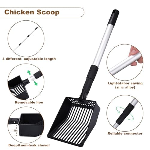 Mity rain Chicken Coop Accessories, 3 IN 1 Adjustable Chicken Scooper for Cleaning, Sifting Shovel for Chicken Coop Separating Poo and Debris from Sand, Chicken Litter Scoop Supplies view 4