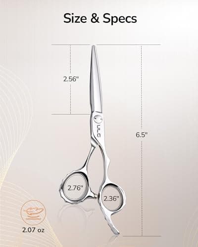 ULG Professional Hair Cutting Scissors & Shears, 6.5" 440C Japanese Stainless Steel Barber Scissors, Hand-Honed Razor Sharp Blades & Ergonomic Offset Handle for Salon & Home Use view 2