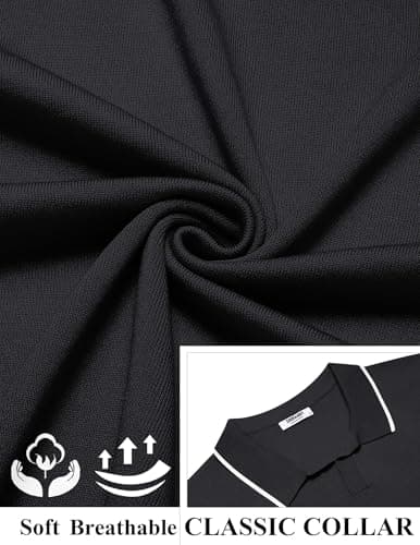 COOFANDY Mens Polo Shirts Short Sleeve Casual Knit Polo Shirt Vintage Golf T Shirts Old Money Tops view 6